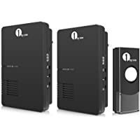 1byone Timbre inalámbrico portátil- 2 Plug-in receptor &amp- 1 pulsador con rango de 100 metros- Indicador de LED -y 36…